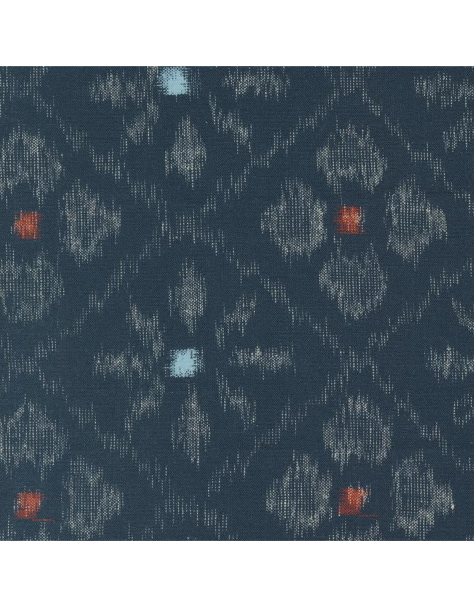 Debbie Maddy ON SALE - 5 YARD CUT, Indigo Blooming, Asagao Ikat in Midnight