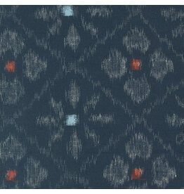 Debbie Maddy ON SALE - 5 YARD CUT, Indigo Blooming, Asagao Ikat in Midnight