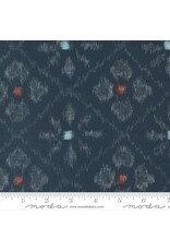 Debbie Maddy ON SALE - 5 YARD CUT, Indigo Blooming, Asagao Ikat in Midnight