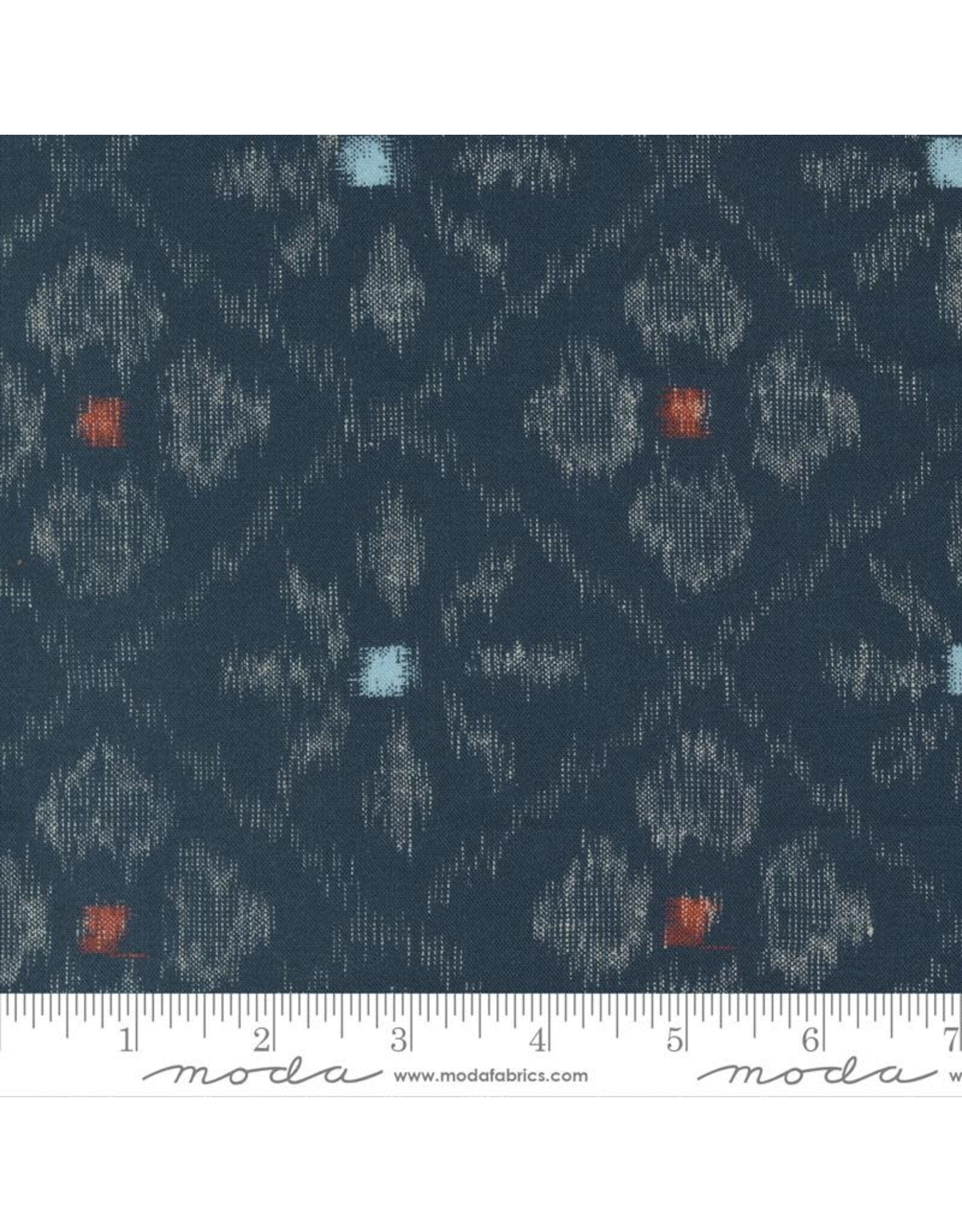 Debbie Maddy Indigo Blooming, Asagao Ikat in Midnight,  Fabric Half-Yards