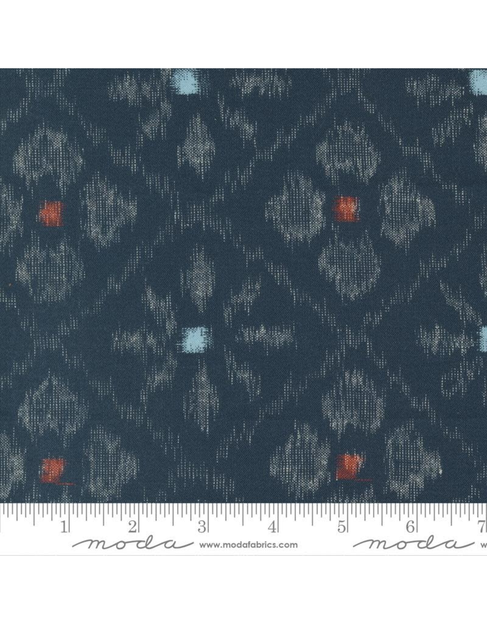 Debbie Maddy ON SALE - 5 YARD CUT, Indigo Blooming, Asagao Ikat in Midnight