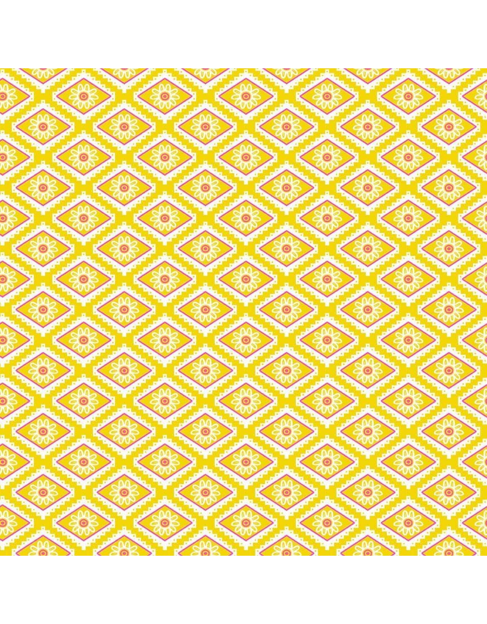Miriam Bos Hola Frida, Talavera Tiles in Lemon, Fabric Half-Yards