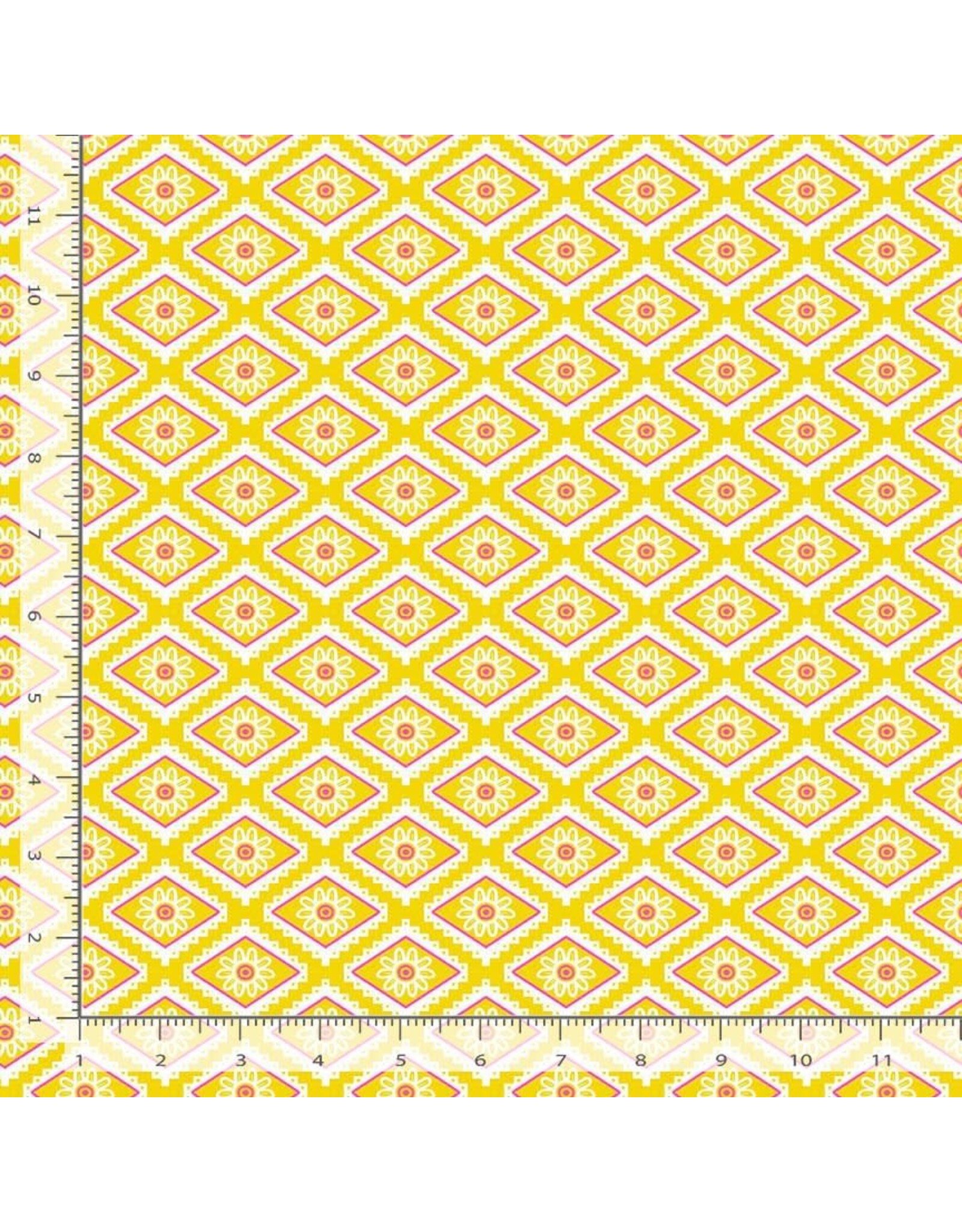 Miriam Bos ON SALE-5 YARD CUT - Hola Frida, Talavera Tiles in Lemon