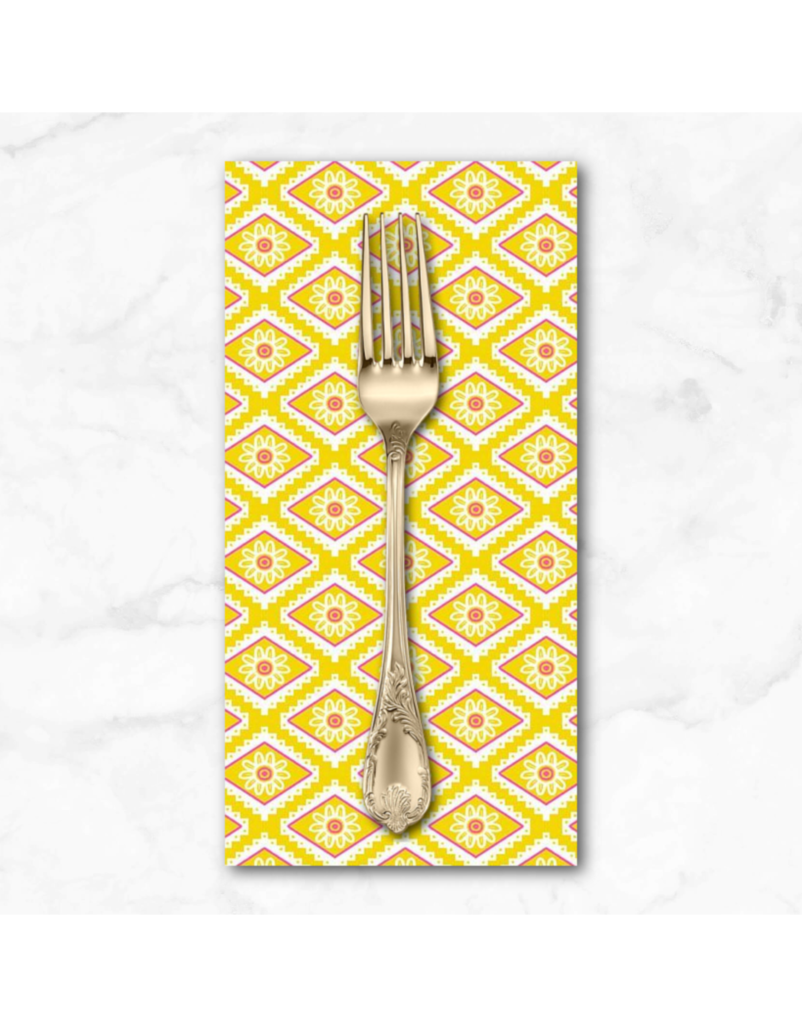 PD's Miriam Bos Collection Hola Frida, Talavera Tiles in Lemon, Dinner Napkin