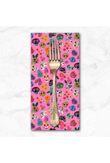PD's Miriam Bos Collection Hola Frida, Skulls in Flamingo, Dinner Napkin PD's Miriam Bos Collection Hola Frida, Skulls in Flamingo, Dinner Napkin