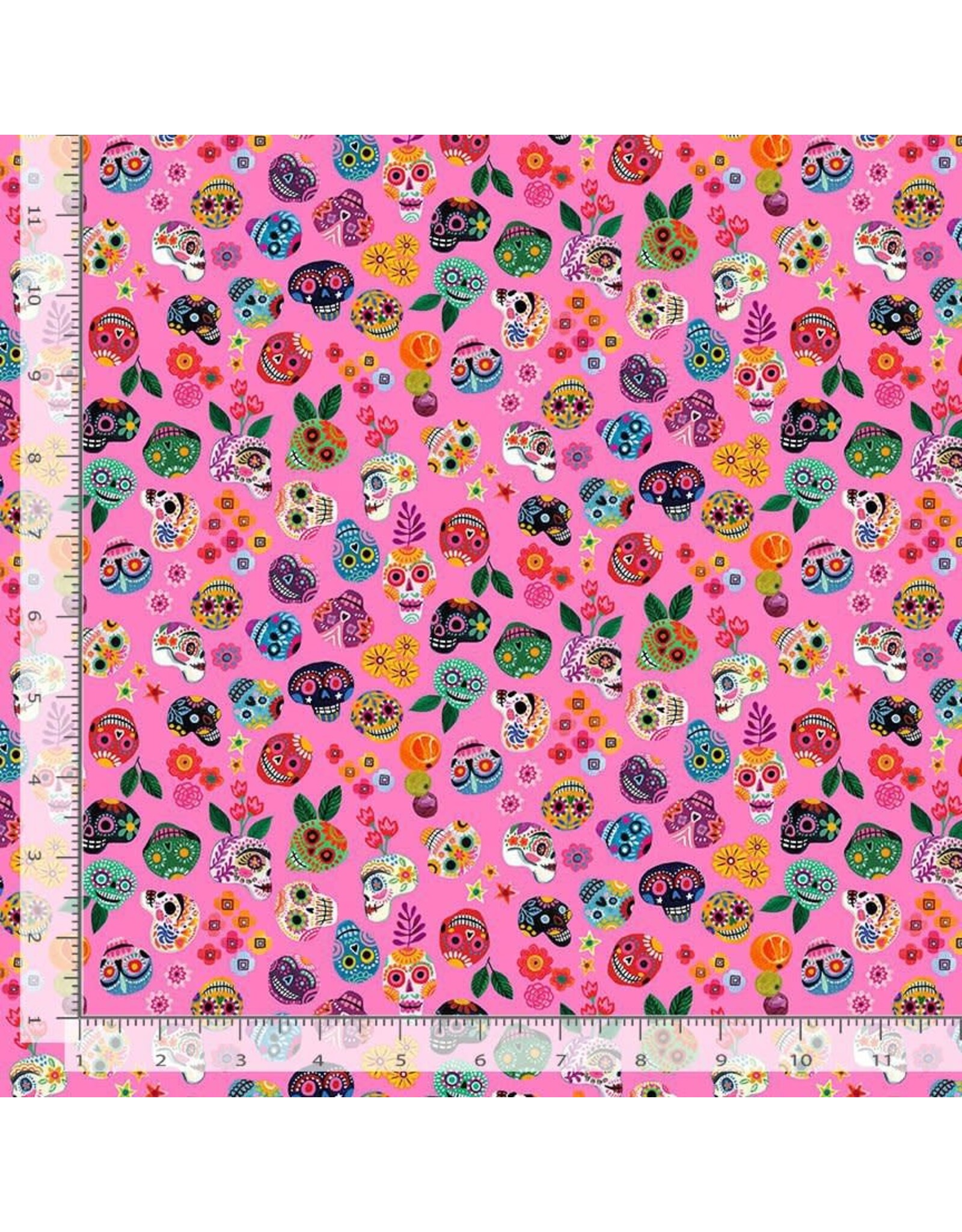 PD's Miriam Bos Collection Hola Frida, Skulls in Flamingo, Dinner Napkin