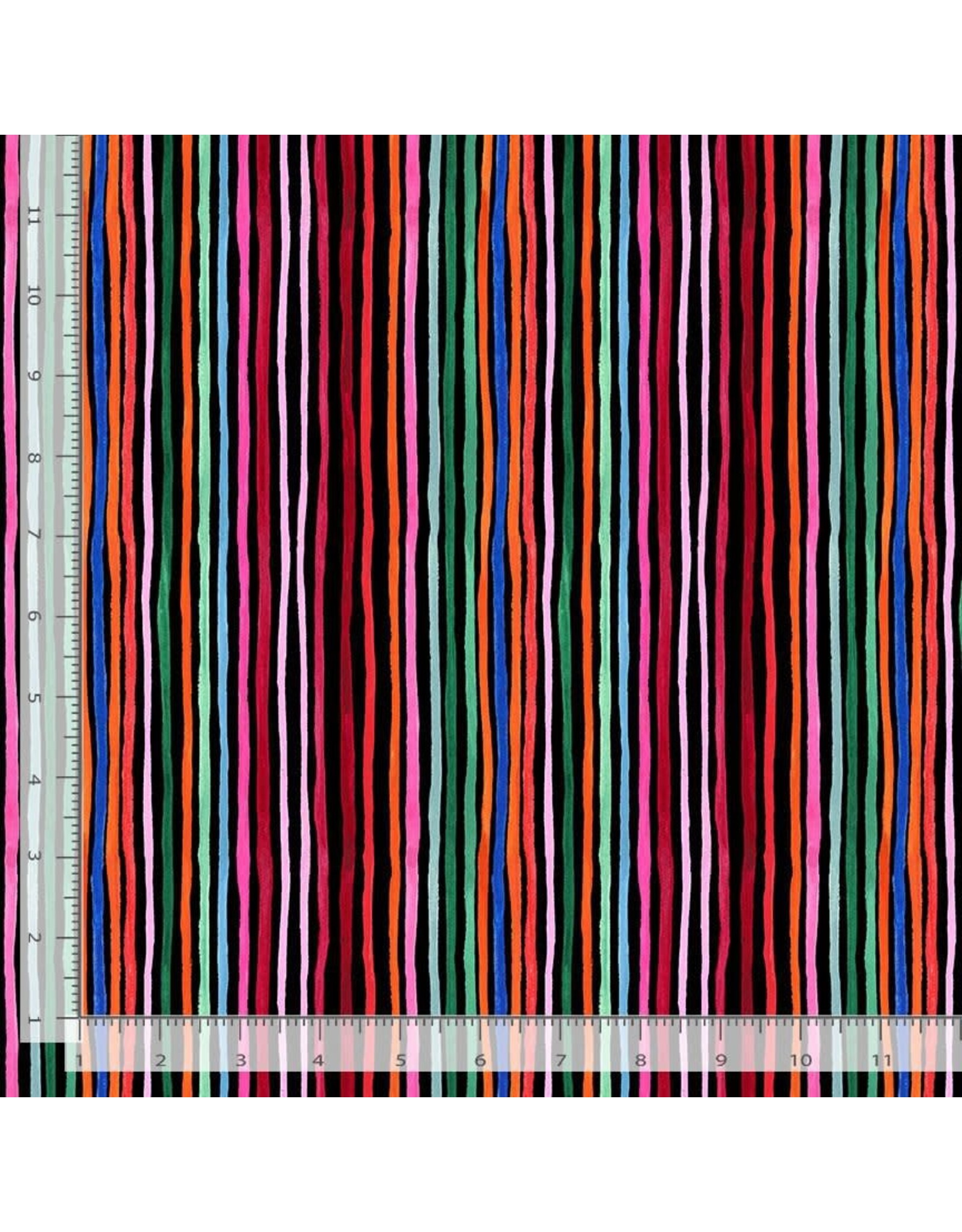 PD's Miriam Bos Collection Hola Frida, Mexican Stripe in Coal, Dinner Napkin