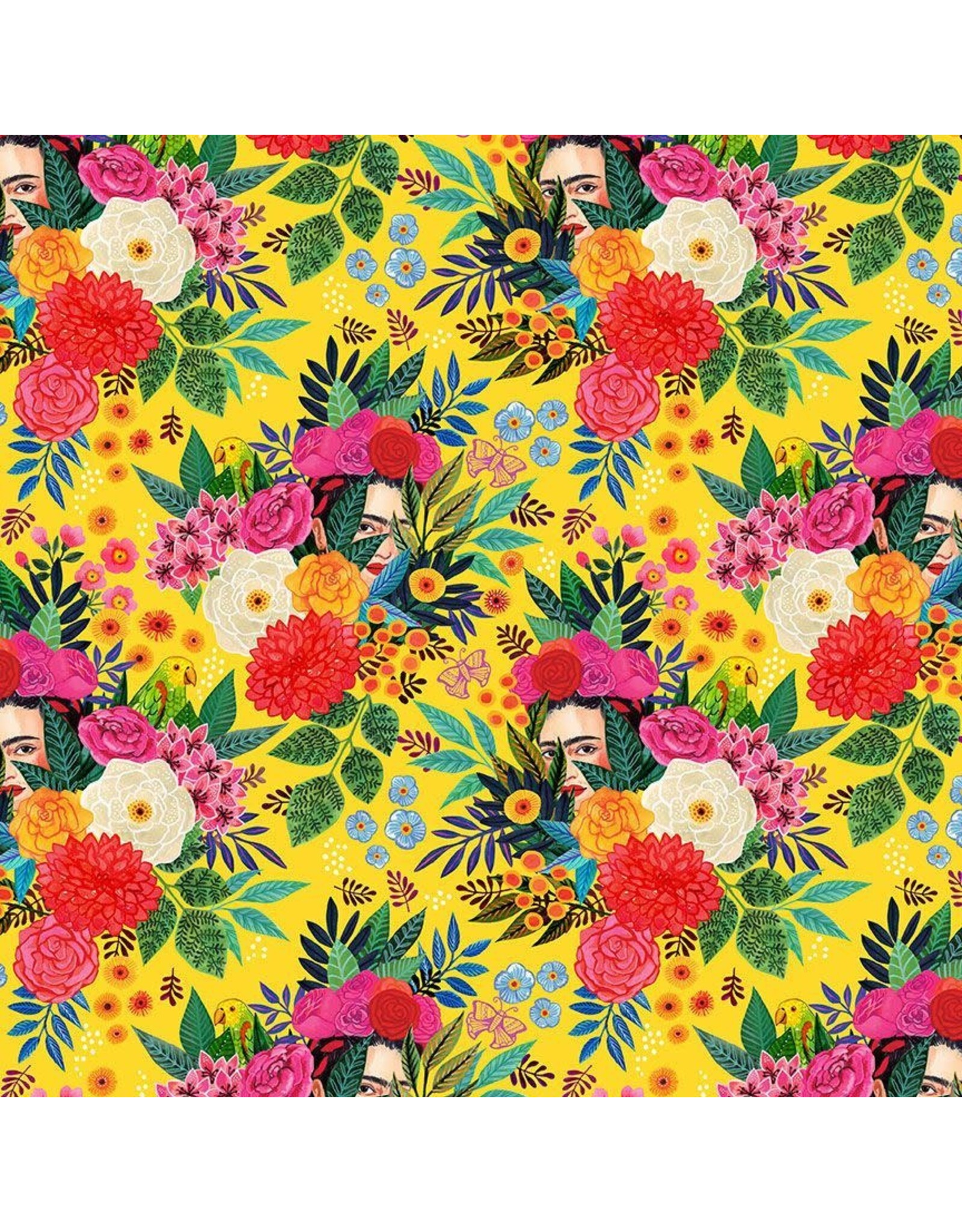 Miriam Bos Hola Frida, Hola Frida in Buttercup, Fabric Half-Yards