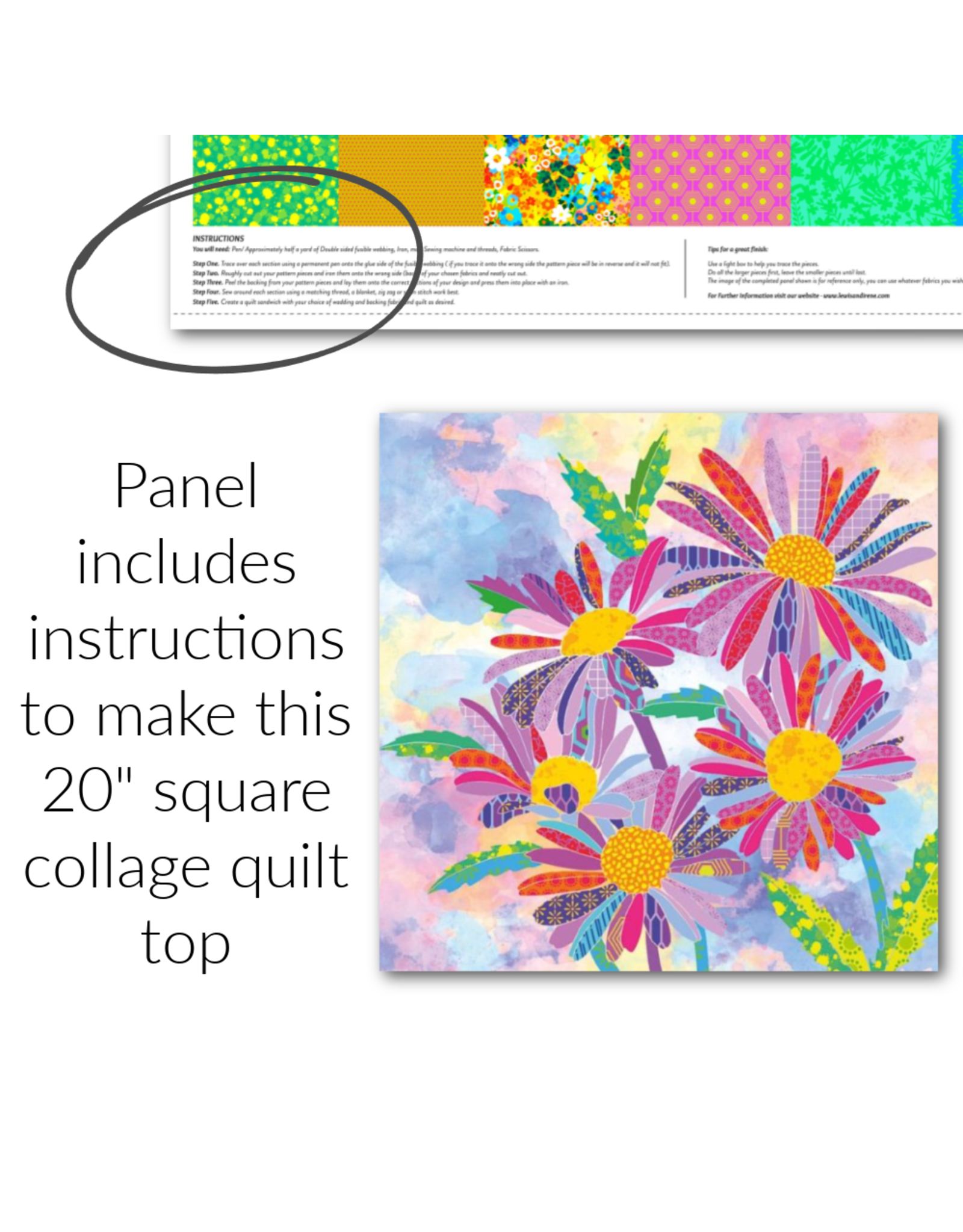 Lewis & Irene The Flower Collection, Daisies Panel in Bright, 36" x 44" Fabric Panel