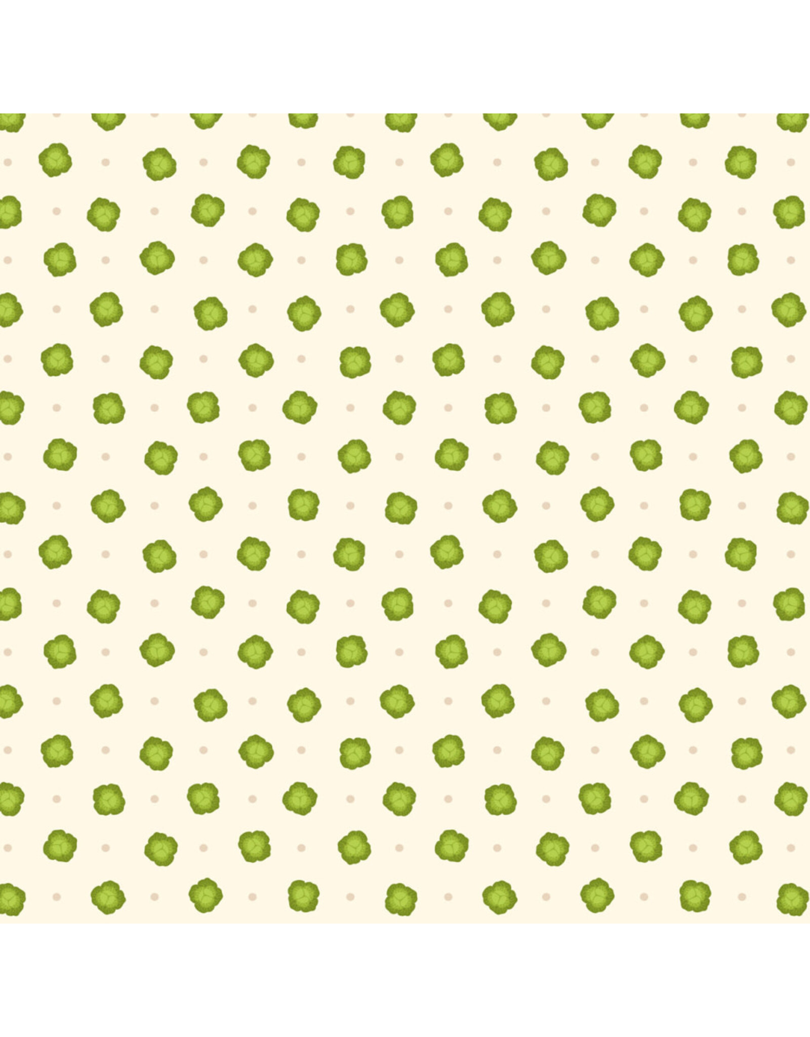 Lewis & Irene ON SALE-5 YARD CUT - The Kitchen Garden, Polka Dot Cabbage in Cream