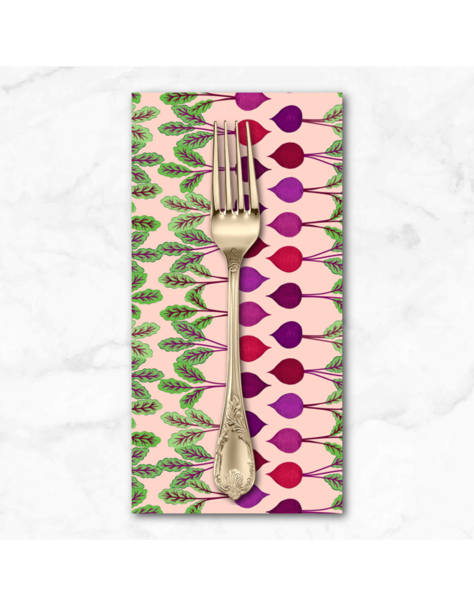 PD's Lewis & Irene Collection The Kitchen Garden, Beetroot Stripe in Light Beet, Dinner Napkin