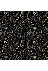 Boccaccini Meadows Rayon, Autumn Forage, Branches in Black, Fabric Half-Yards