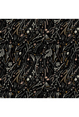 Figo Rayon, Autumn Forage, Branches in Black, Fabric Half-Yards