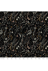 Boccaccini Meadows Rayon, Autumn Forage, Branches in Black, Fabric Half-Yards