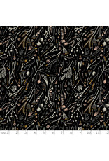 Figo Rayon, Autumn Forage, Branches in Black, Fabric Half-Yards