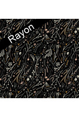 Boccaccini Meadows Rayon, Autumn Forage, Branches in Black, Fabric Half-Yards