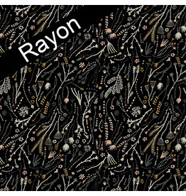 Boccaccini Meadows Rayon, Autumn Forage, Branches in Black, Fabric Half-Yards