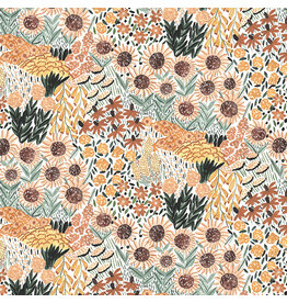 Boccaccini Meadows Autumn Forage, Sunflowers in Gold, Fabric Half-Yards
