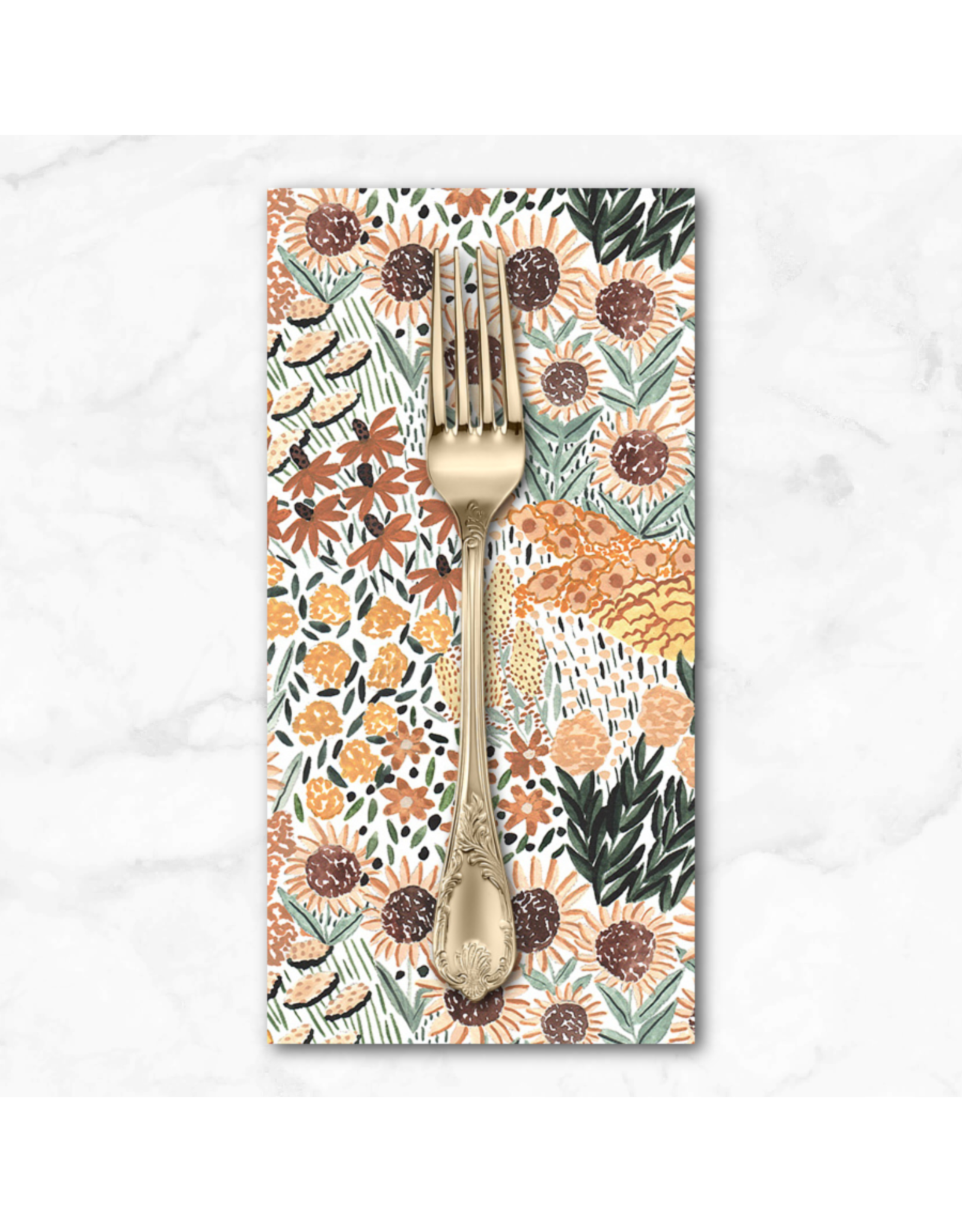 PD's Boccaccini Meadows Collection Autumn Forage, Sunflowers in Gold, Dinner Napkin