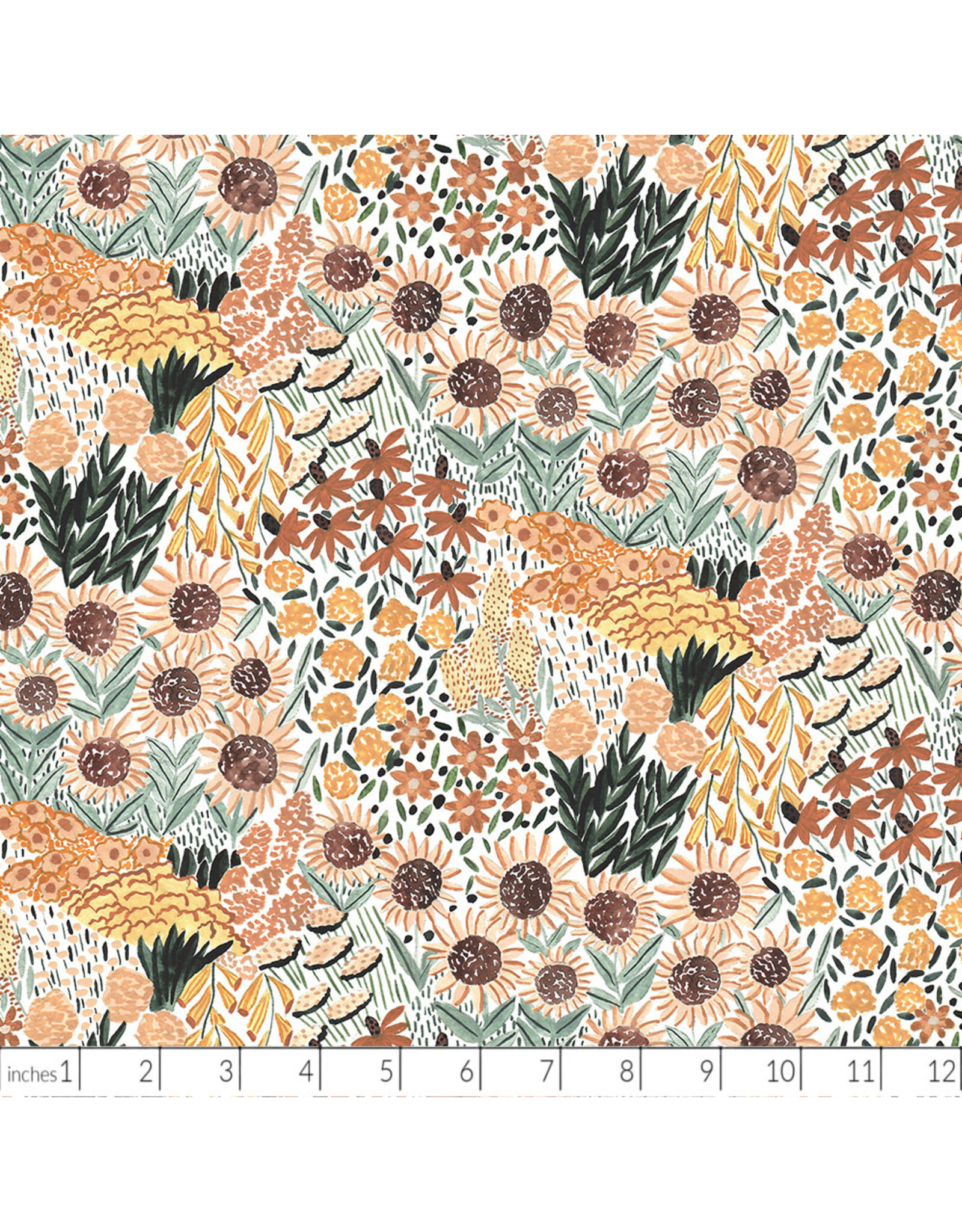 PD's Boccaccini Meadows Collection Autumn Forage, Sunflowers in Gold, Dinner Napkin