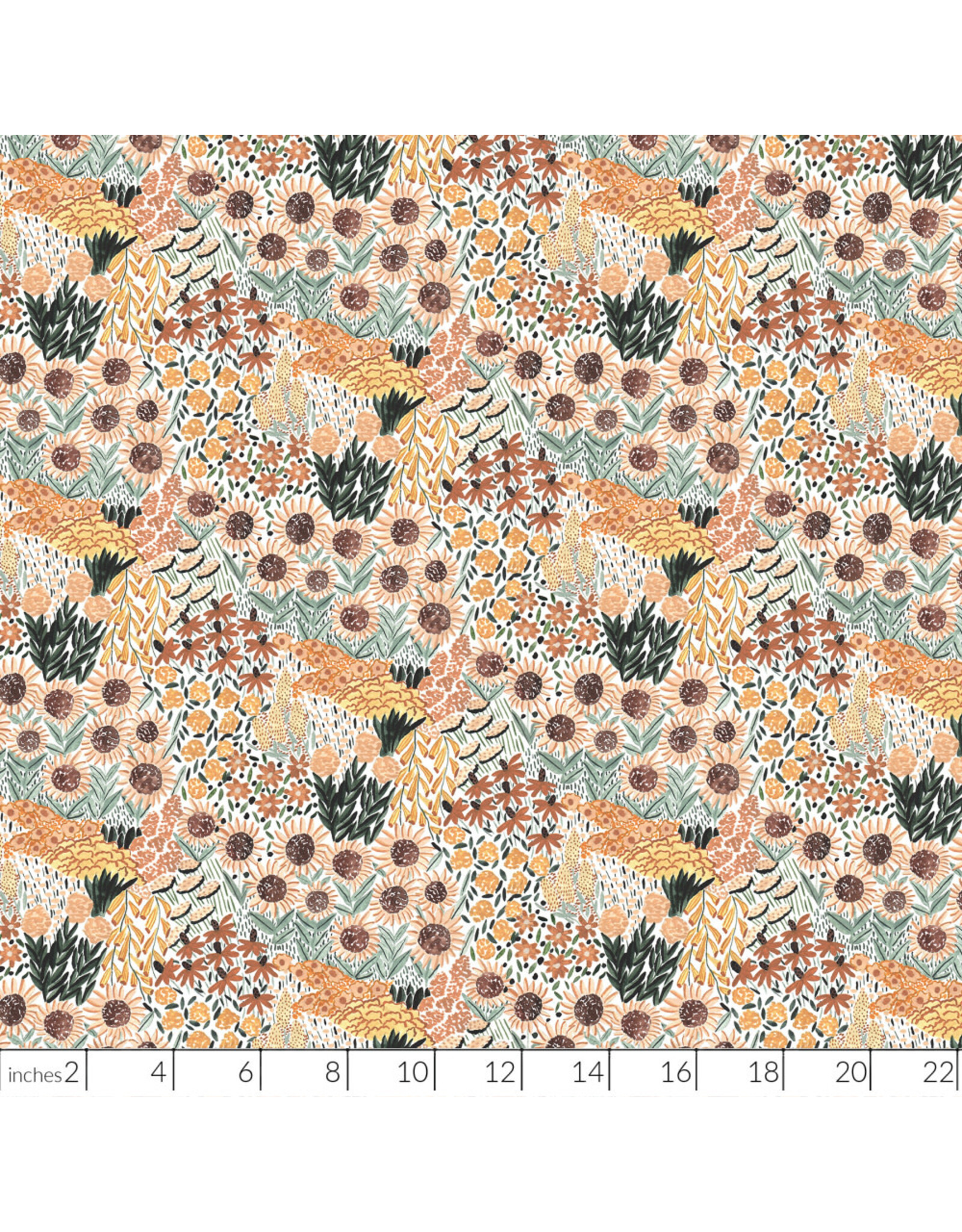 PD's Boccaccini Meadows Collection Autumn Forage, Sunflowers in Gold, Dinner Napkin