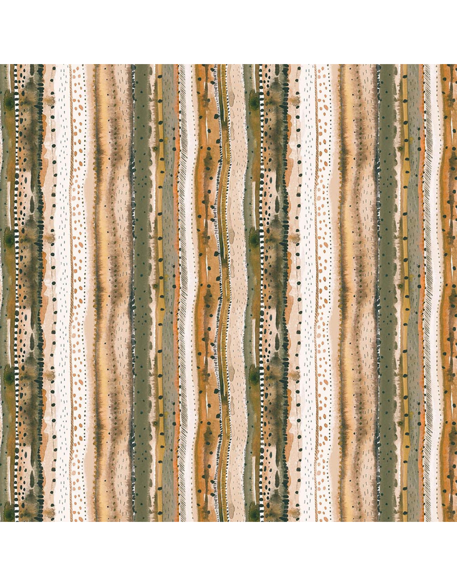Boccaccini Meadows Autumn Forage, Stripes in Gold, Fabric Half-Yards