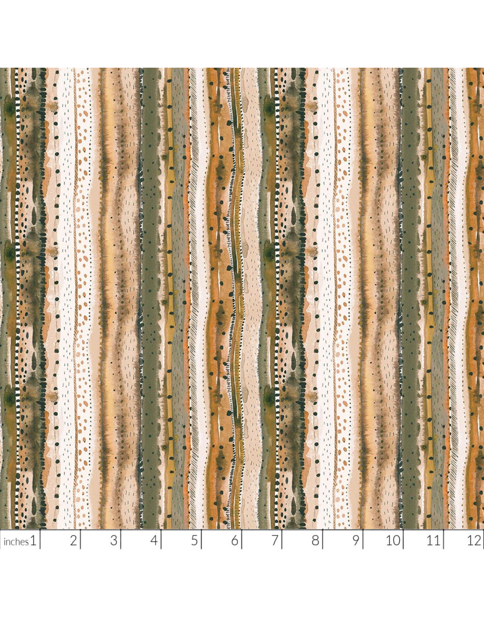 Figo Autumn Forage, Stripes in Gold, Fabric Half-Yards