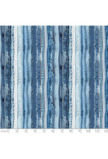 Figo Autumn Forage, Stripes in Blue, Fabric Half-Yards