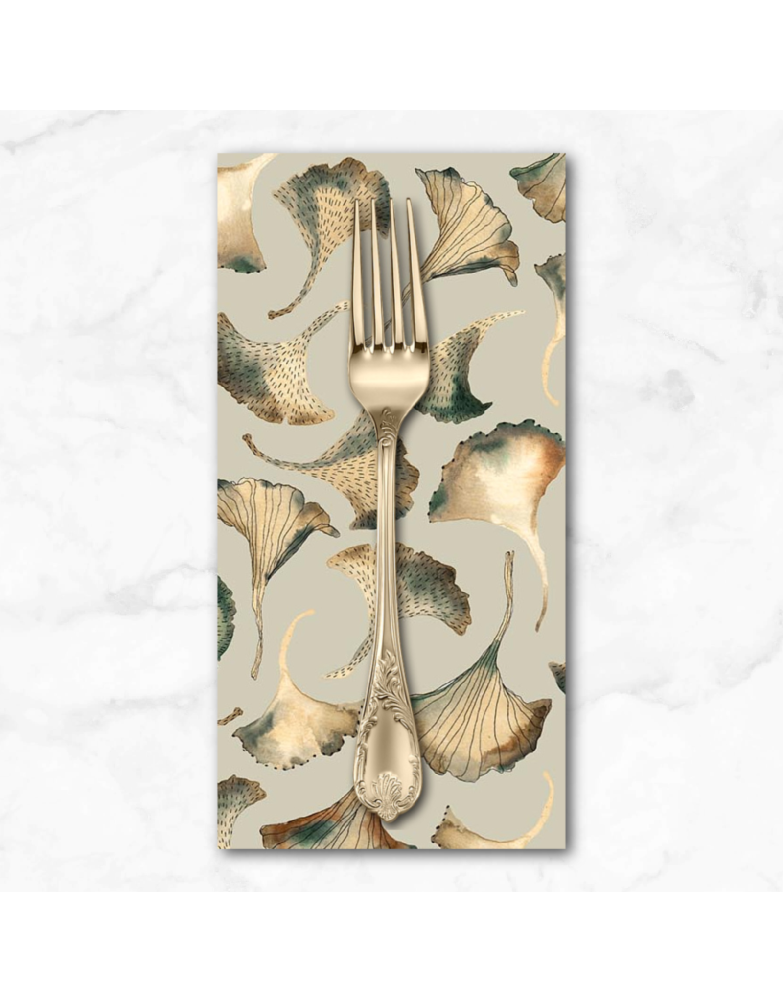 PD's Boccaccini Meadows Collection Autumn Forage, Ginko in Green, Dinner Napkin