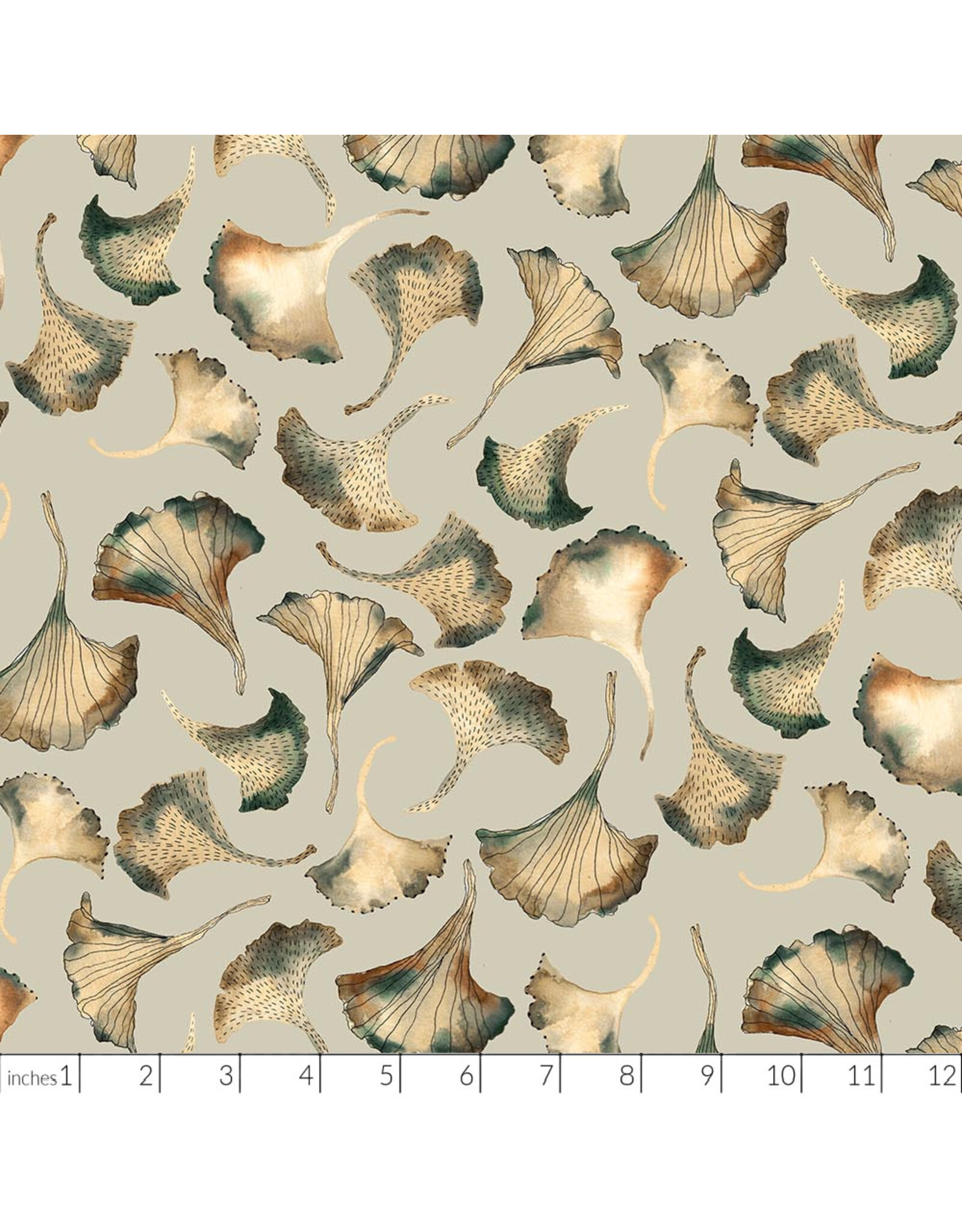 PD's Boccaccini Meadows Collection Autumn Forage, Ginko in Green, Dinner Napkin