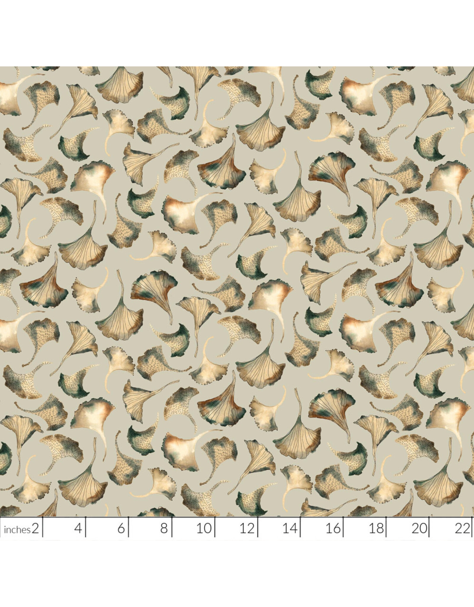 PD's Boccaccini Meadows Collection Autumn Forage, Ginko in Green, Dinner Napkin