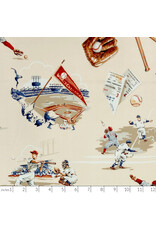 Alexander Henry Fabrics The Great American Pastime, Top of the Ninth in Vintage Tea, Fabric Half-Yards