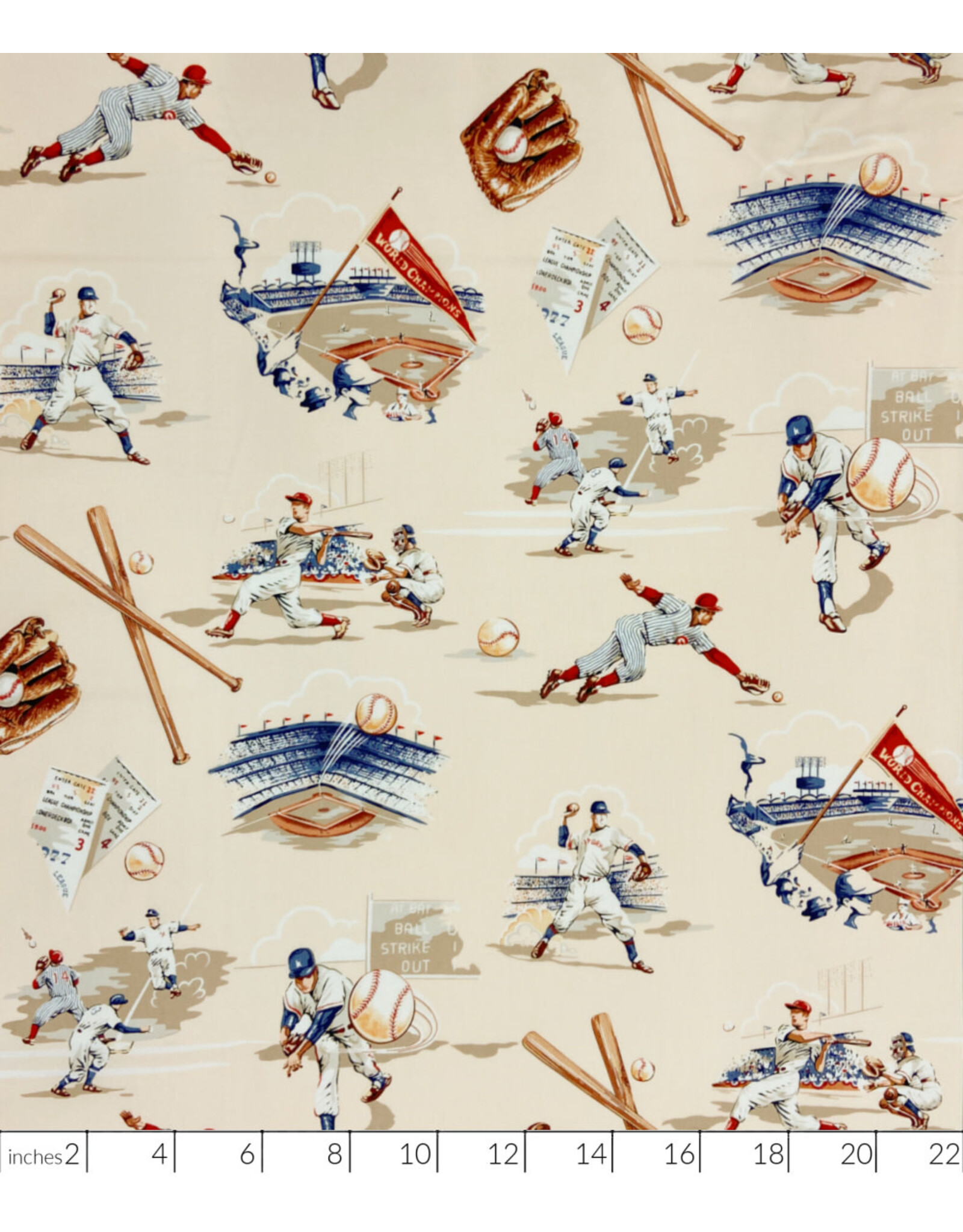 PD's Alexander Henry Collection The Great American Pastime, Top of the Ninth in Vintage Tea, Dinner Napkin