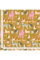 Dear Stella Dog Days in Gold, Fabric Half-Yards