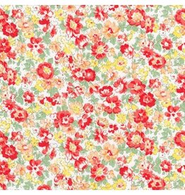 Sevenberry Cotton Lawn, Petite Garden Lawn in Red with Green, Fabric Half-Yards