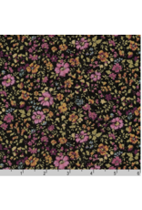 Sevenberry Cotton Lawn, Petite Garden Lawn in Black with Lilac, Fabric Half-Yards