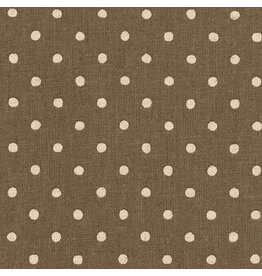 Sevenberry Linen Flax Canvas Natural Dots in Oregano, Fabric Half-Yards