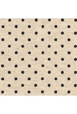 Sevenberry Linen Flax Canvas Natural Dots in Jet, Fabric Half-Yards