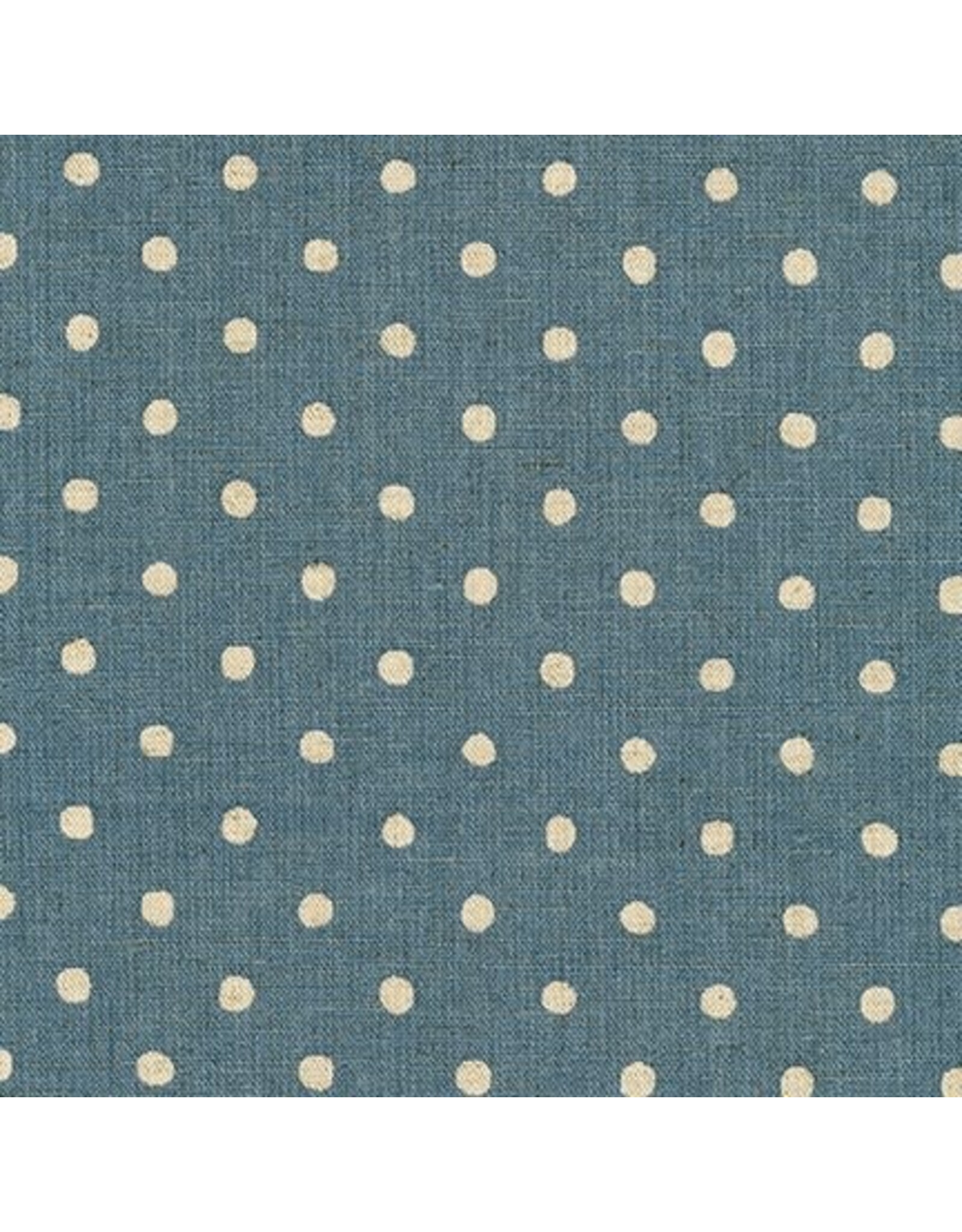 Sevenberry Linen Flax Canvas Natural Dots in Denim, Fabric Half-Yards