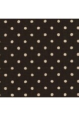 Sevenberry Linen Cotton Flax Canvas Natural Dots in Black, Fabric Half-Yards