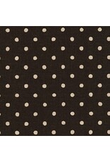 Sevenberry Linen Flax Canvas Natural Dots in Black, Fabric Half-Yards