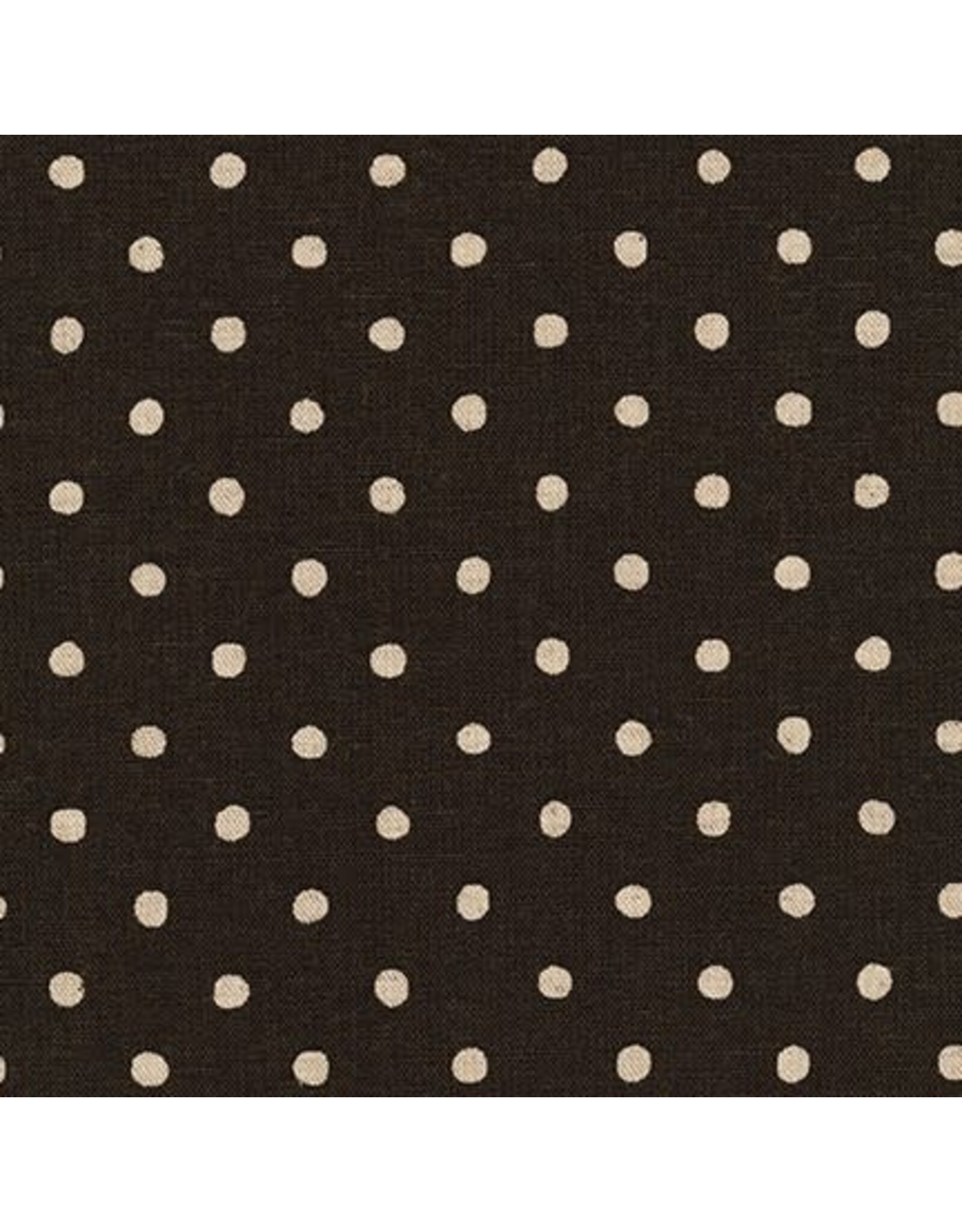 Sevenberry Linen Cotton Flax Canvas Natural Dots in Black, Fabric Half-Yards