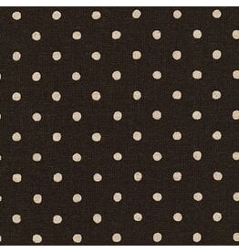 Sevenberry Linen Cotton Flax Canvas Natural Dots in Black, Fabric Half-Yards