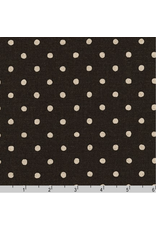 Sevenberry Linen Cotton Flax Canvas Natural Dots in Black, Fabric Half-Yards