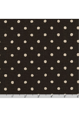 Sevenberry Linen Flax Canvas Natural Dots in Black, Fabric Half-Yards