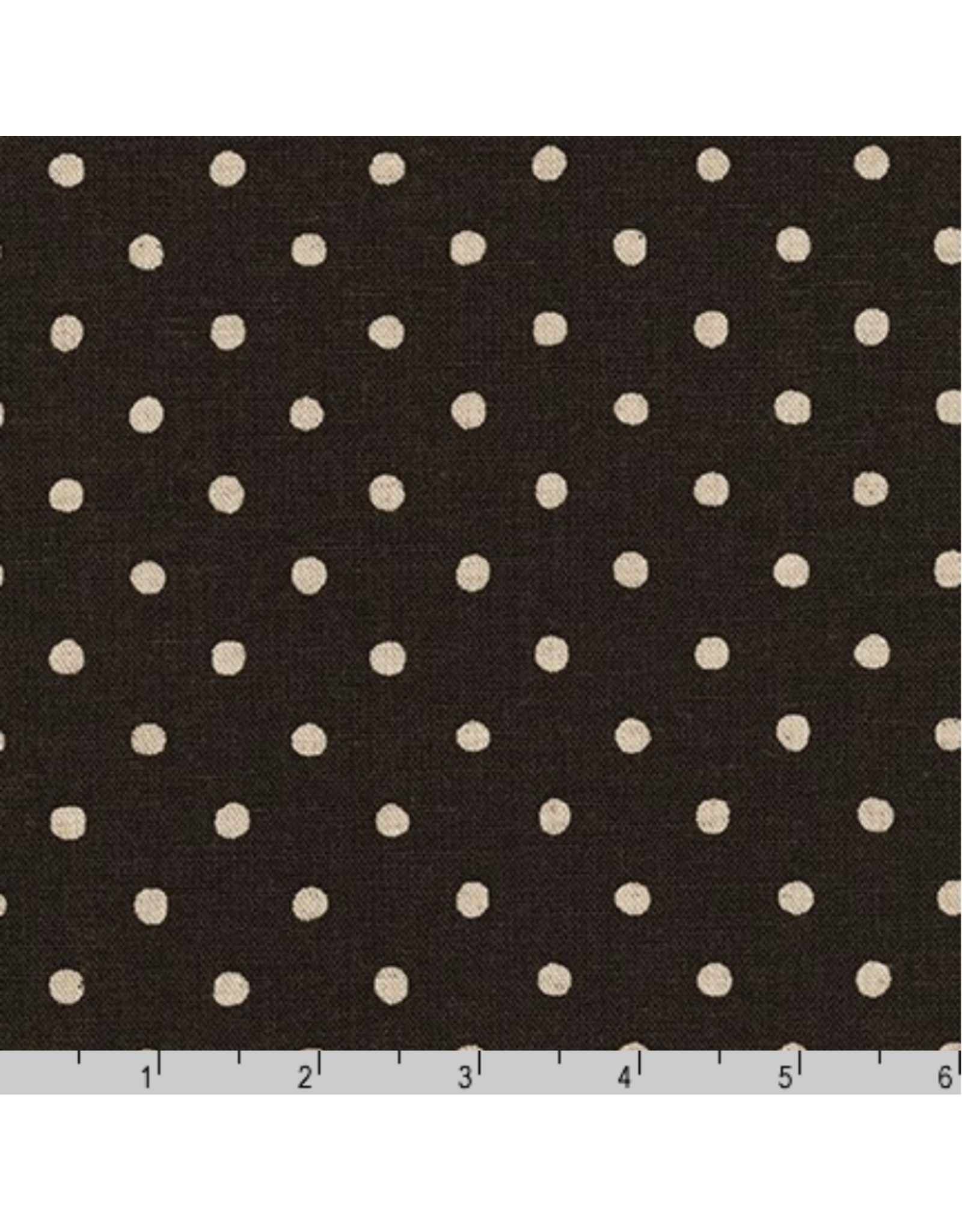 Sevenberry Linen Cotton Flax Canvas Natural Dots in Black, Fabric Half-Yards