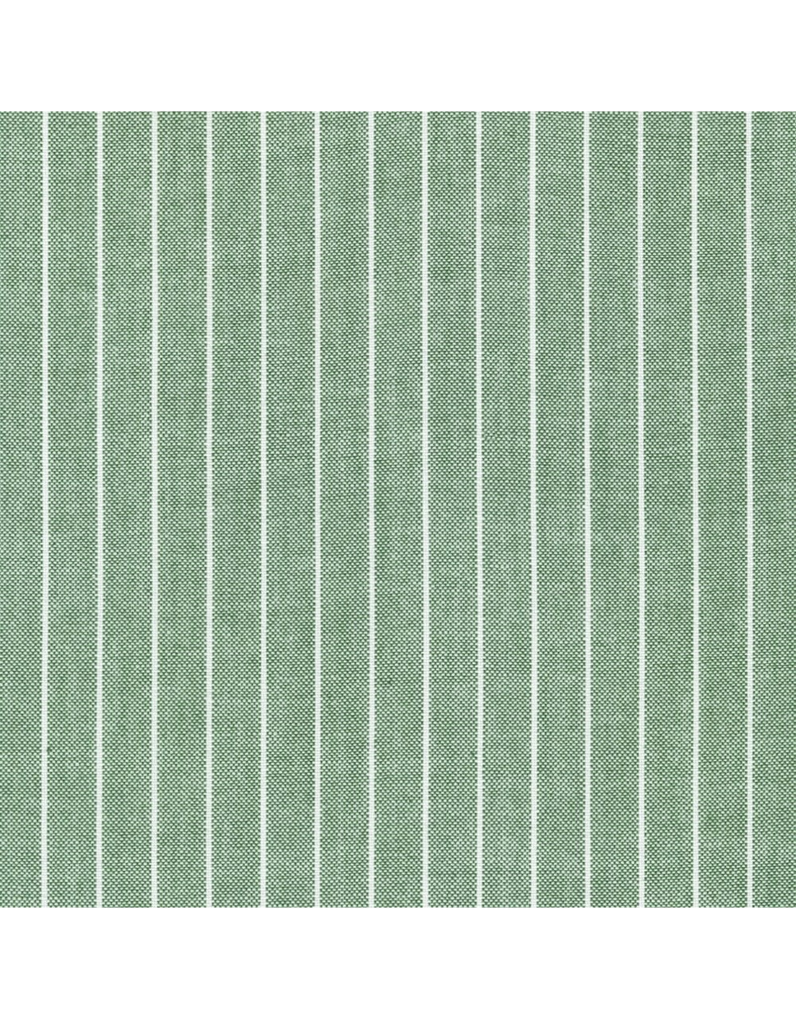 Sevenberry Milano Chambray Stripe in Green, Fabric Half-Yards