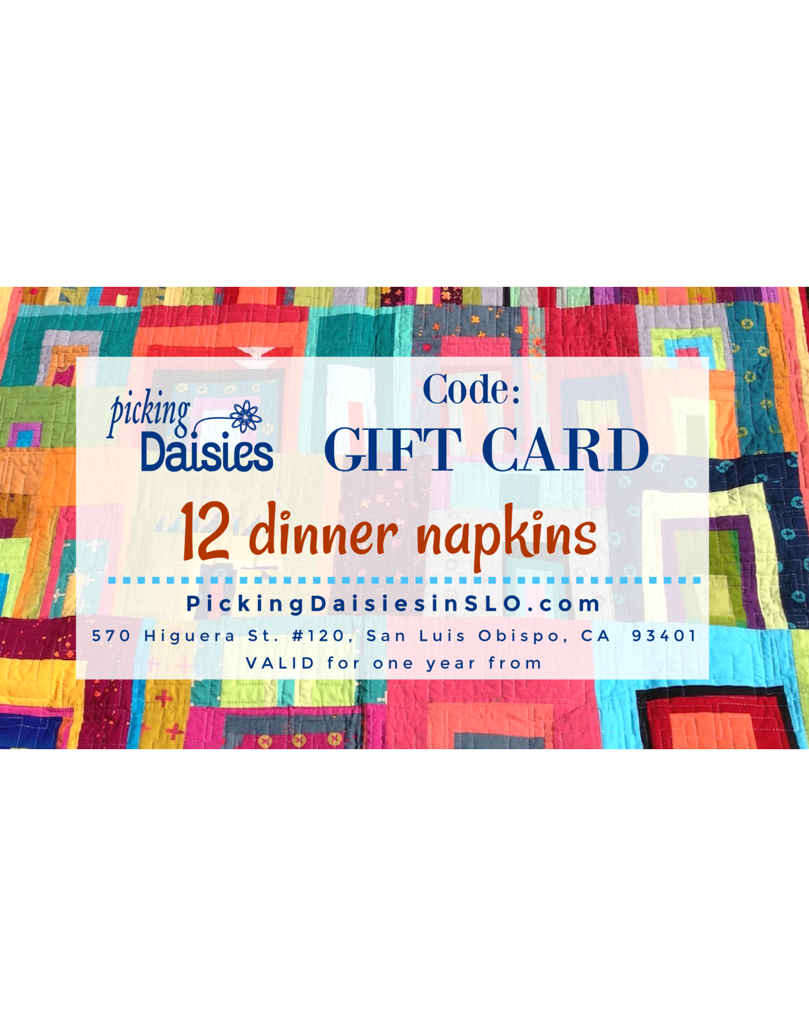 PD Gift Card - 12 Dinner Napkins with Shipping