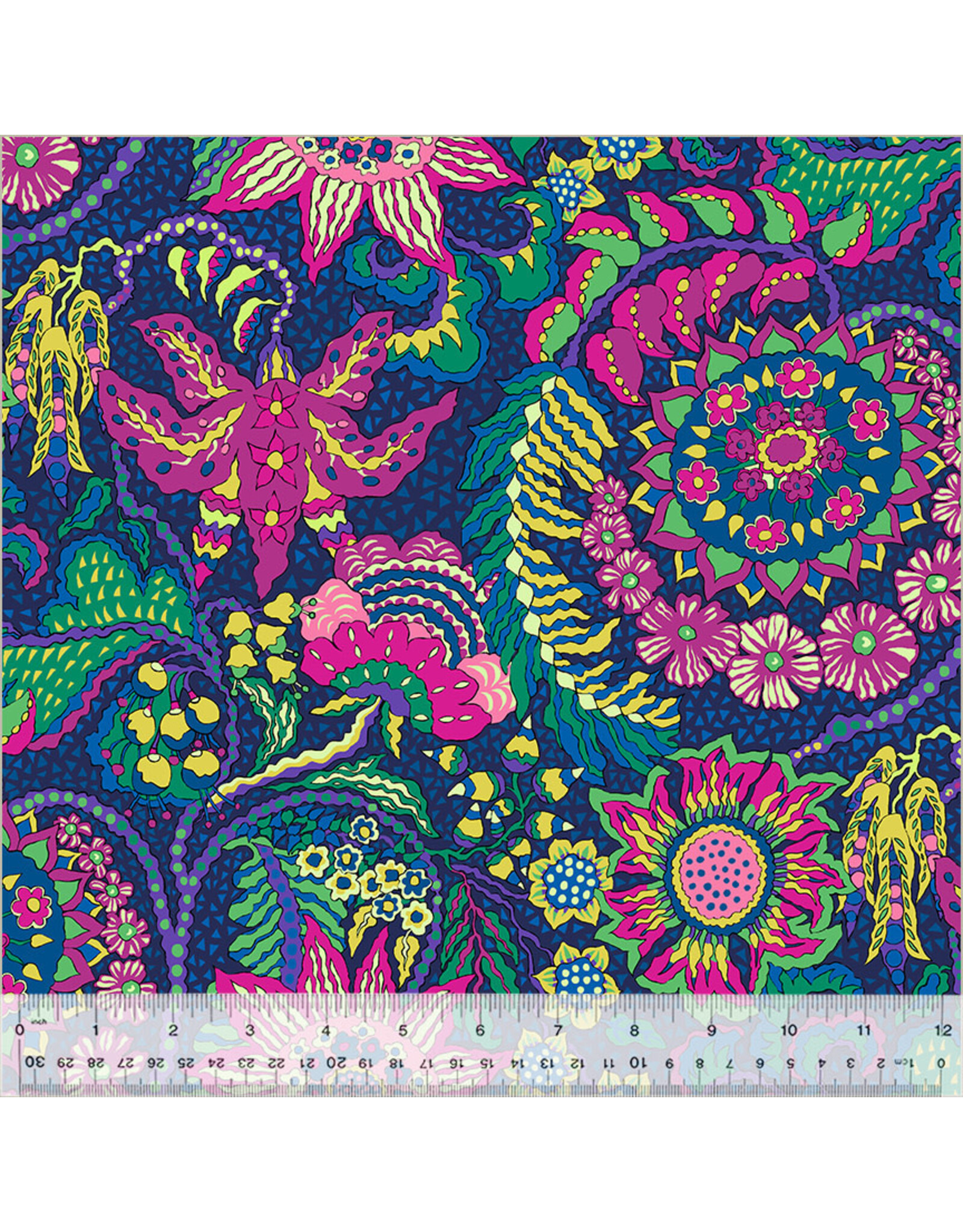 Sally Kelly Botanica, Botanica in Indigo, Fabric Half-Yards