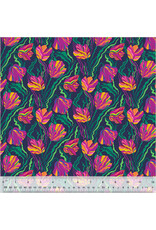Sally Kelly Botanica, Tulip in Indigo, Fabric Half-Yards